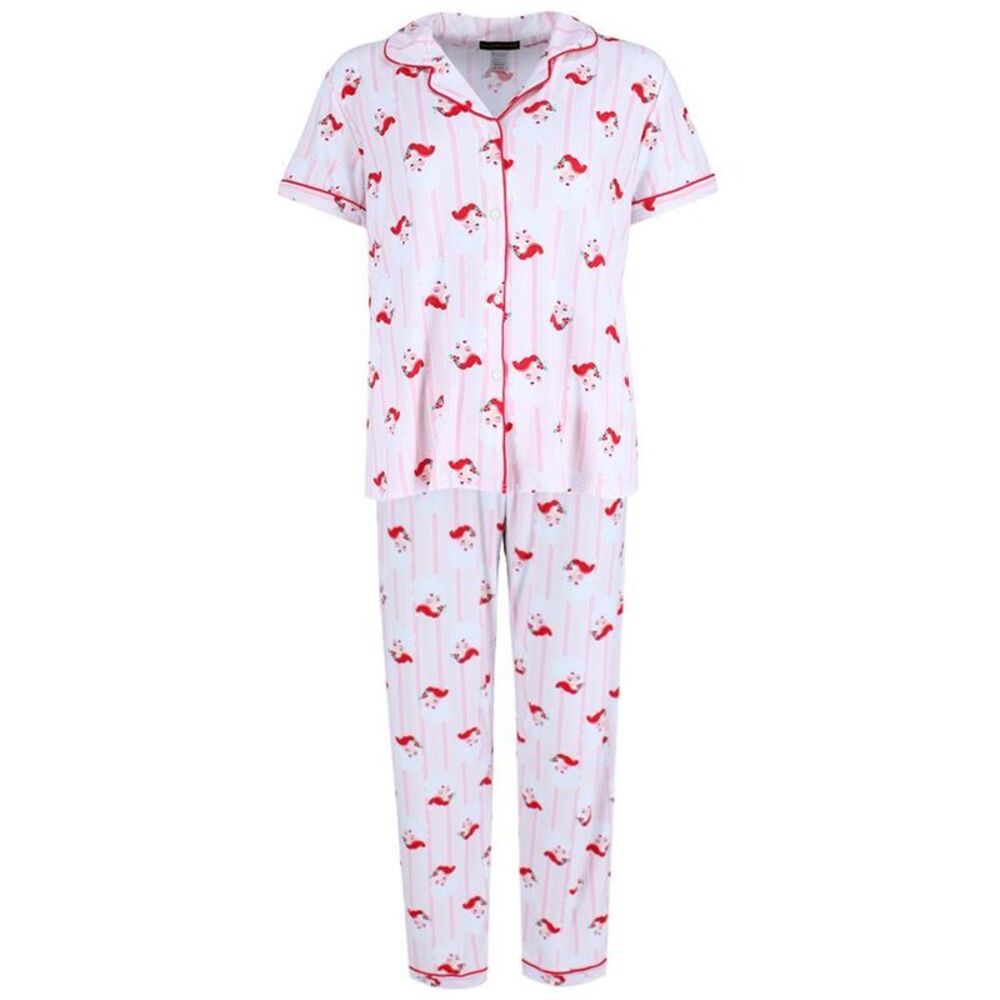 Not a Morning Person Women's Santa Notch Collar Short Sleeve Pajama Set